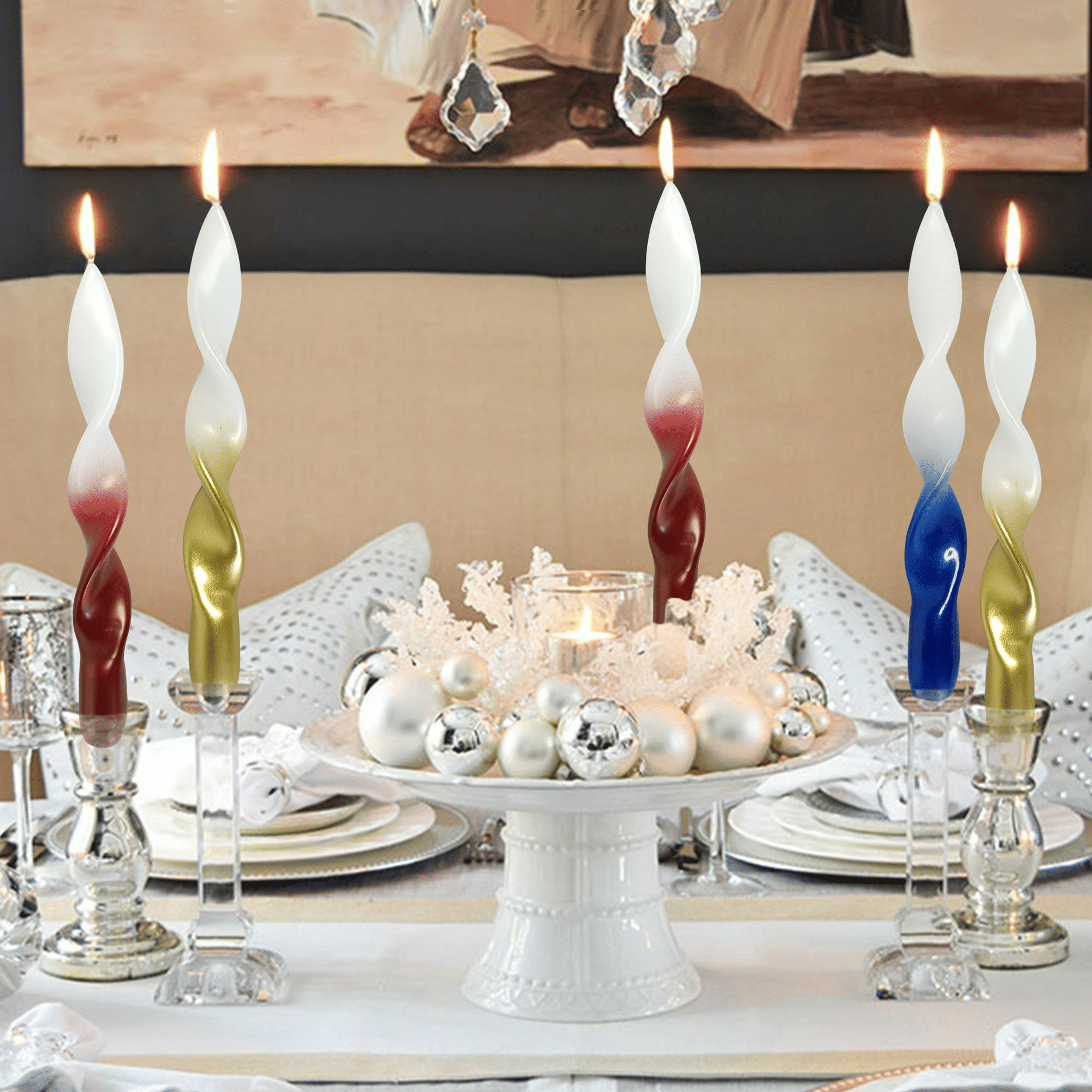 FCMSHAMD 8.8'' White Red Taper Candles - Unscented Dripless (2 Pack) EasyOptionXY LLC