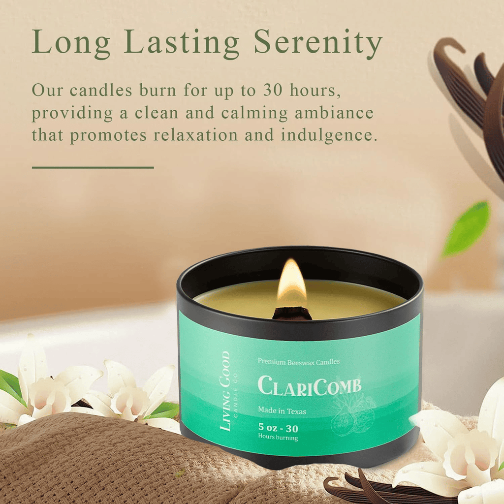 Claricomb Pure Beeswax Candle Tin ¨C 30+ Hours Long Burning Classically Designed N on-T oxic Scented Candles for Home Decor and Aromatherapy to Stress & Anxiety Relief with Natural Fragrance 5 oz EasyOptionXY LLC