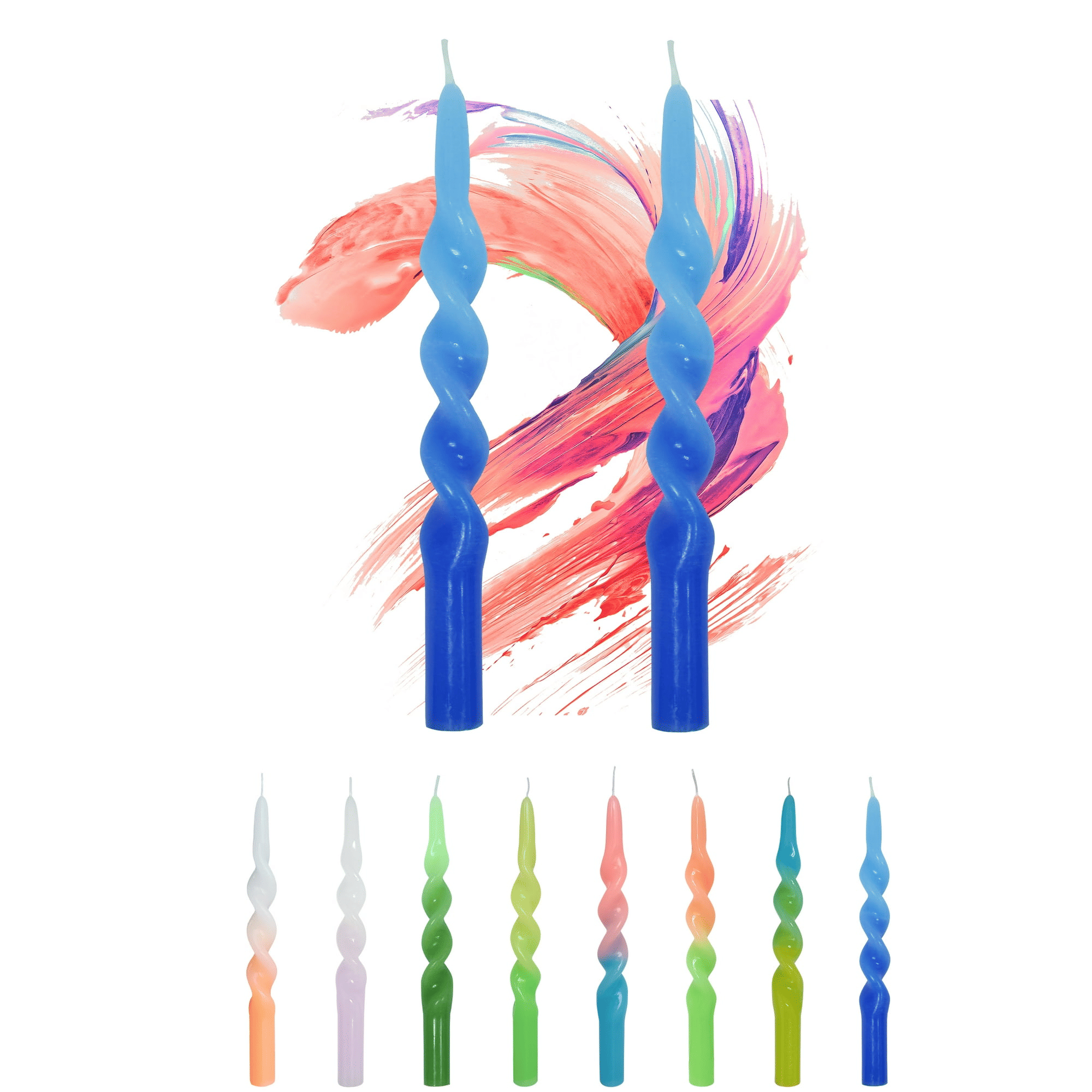 FCMSHAMD 10 inch Blue Spiral Taper Candles Sticks for Dinner Home Decoration Unscented Dripless Smokeless Pack of 2 EasyOptionXY LLC