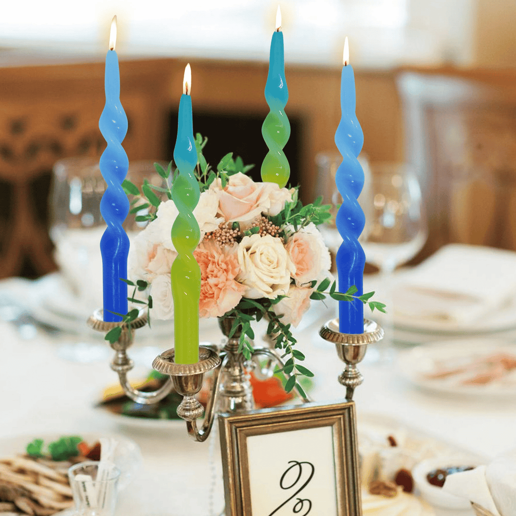 FCMSHAMD 10 inch Blue Spiral Taper Candles Sticks for Dinner Home Decoration Unscented Dripless Smokeless Pack of 2 EasyOptionXY LLC