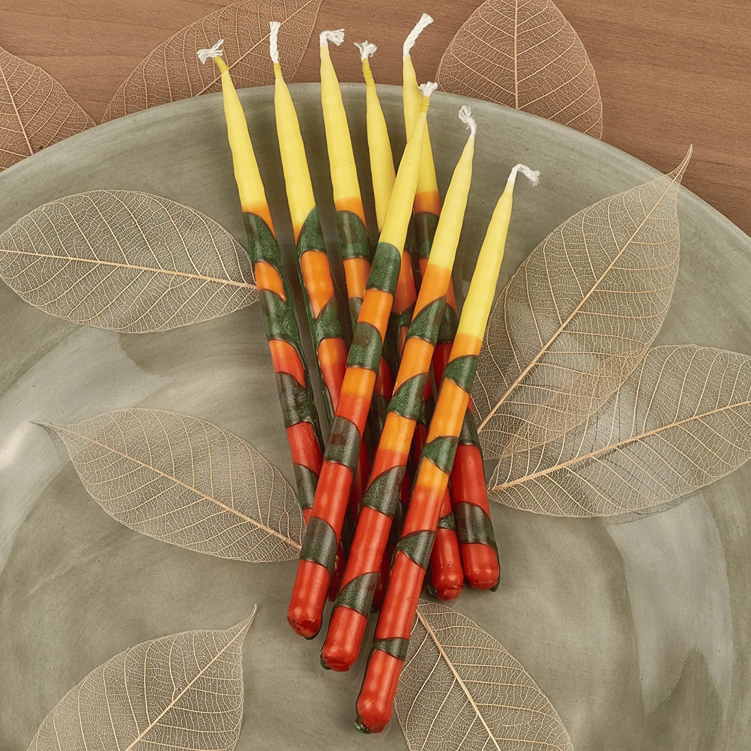 Deluxe C hanukah Candle set 45 Hand Made Thin Long Decorative H anukkah Candles for Menorah - Blaze of Fire Includes Prayer Card and DIY Dreidel - D¨¦cor Candles For Parties, Celebrations By Zion J udaica EasyOptionXY LLC