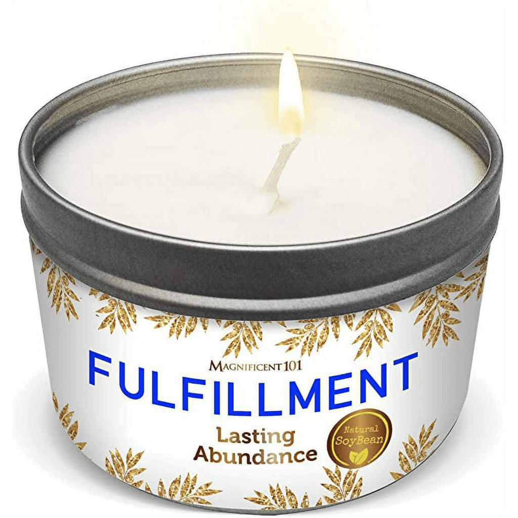 Magnificent 101 Long Lasting Fulfillment Smudge Candle for Lasting Abundance | 6 Oz - 35 Hour Burn | Soy Wax Candle with Sage Leaves, Lemon, Rosemary & Sandalwood EasyOptionXY LLC