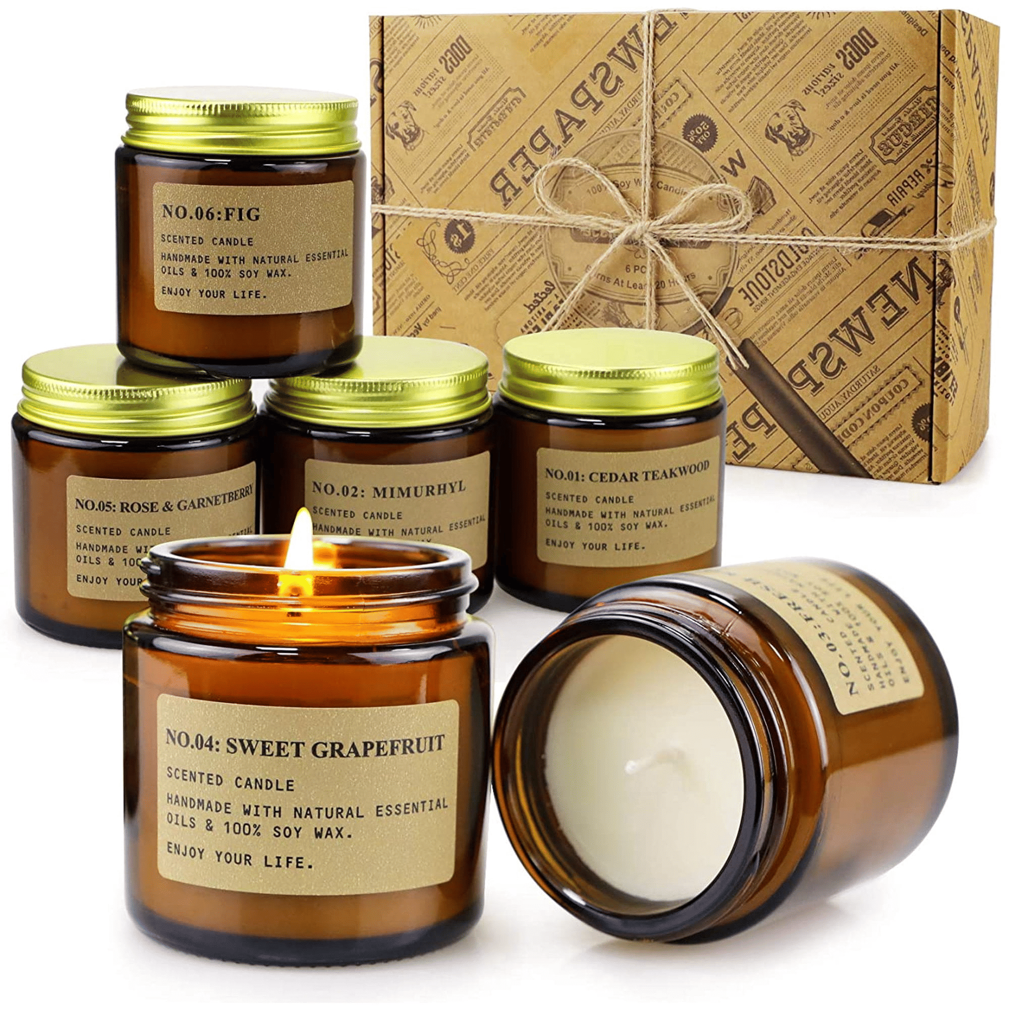 YFYTRE 6 Pack Candles for Home Scented Aromatherapy Candle Gift Set for Women Soy Wax Long Lasting Amber Jar Candles Gift for Birthday Mother's Valentine's Day Present EasyOptionXY LLC