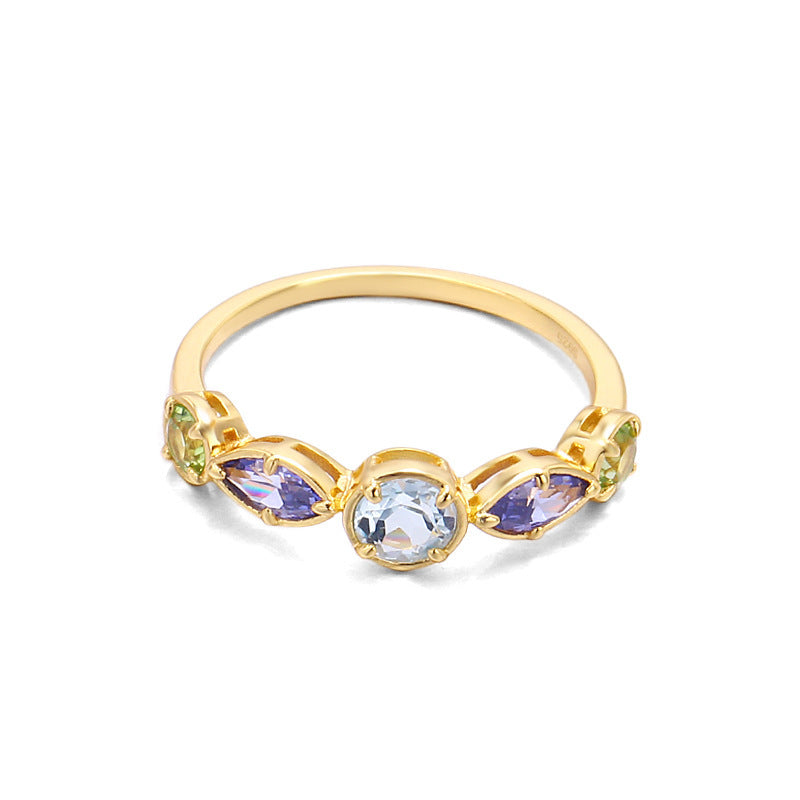 Sky Blue Topa Geometric Ring