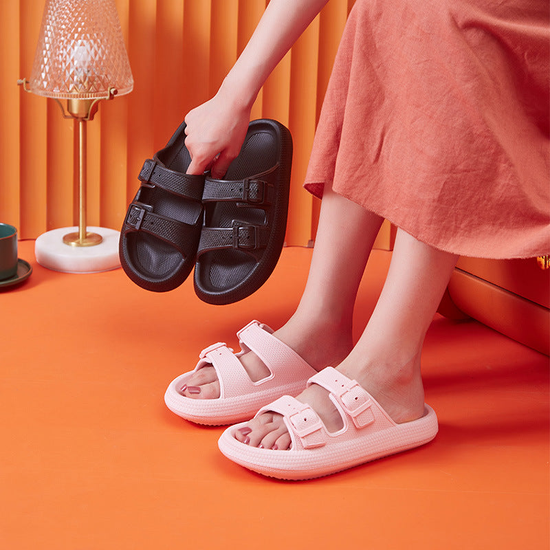 Platform Slippers Women's Summer Buckle Home Shoes Fashion Outdoor Wear Soft Bottom Sandals Pi-Mart