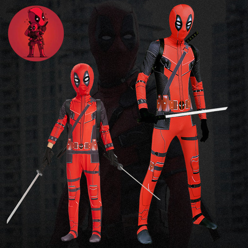 Halloween Costume Deadpool onesie skinny children's clothes adult double knife backpack boys suit costumes boys - SJB-DIAMOND ELITES