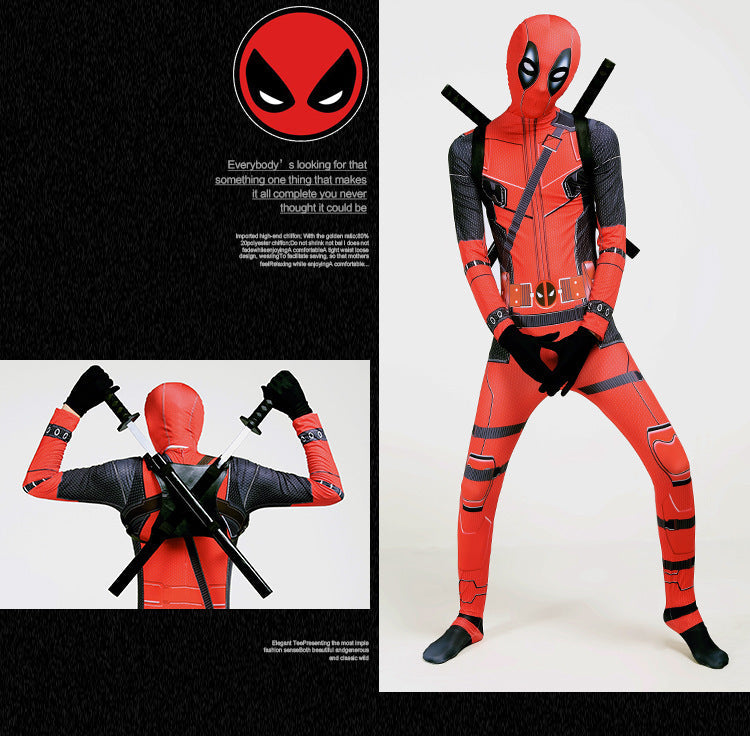 Halloween Costume Deadpool onesie skinny children's clothes adult double knife backpack boys suit costumes boys - SJB-DIAMOND ELITES