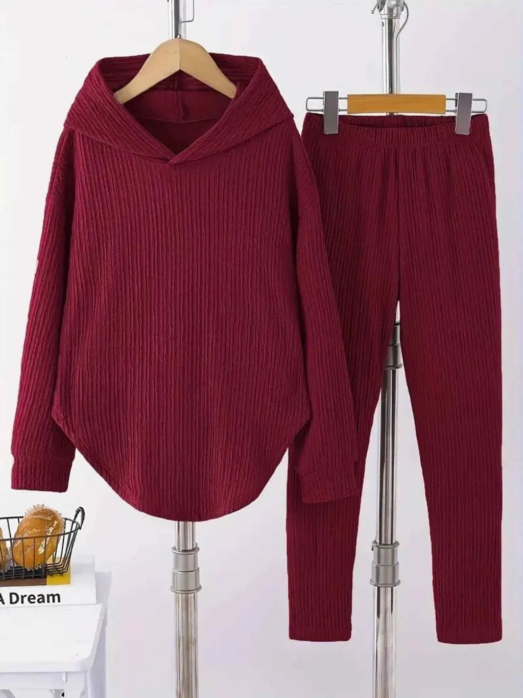 Textured Long Sleeve Hoodie and Pants Set THRIXINE