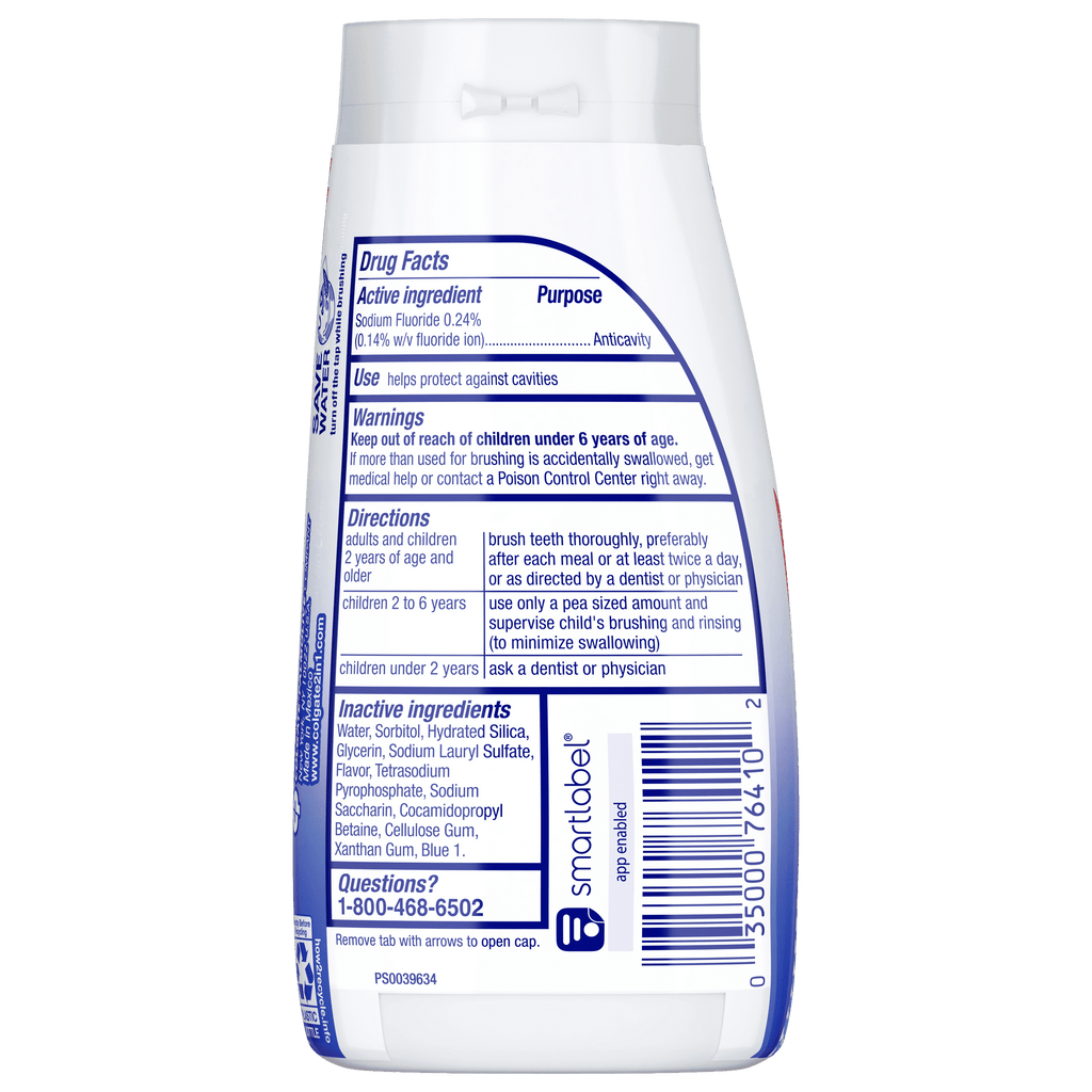 Colgate 2 in 1 Toothpaste and Whitening Mouthwash; Mint; 4.6 oz Squeeze Bottle