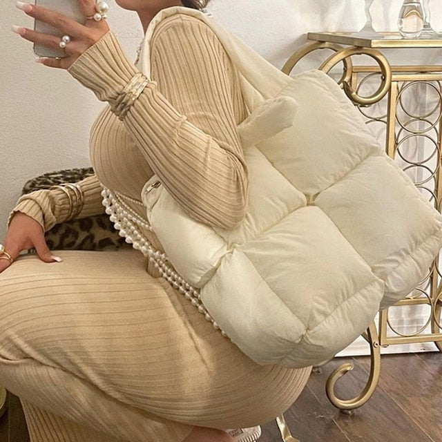 Zipper Cotton-padded Jacket Bag Pi-Mart