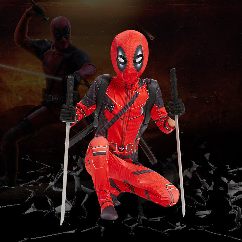 Halloween Costume Deadpool onesie skinny children's clothes adult double knife backpack boys suit costumes boys - SJB-DIAMOND ELITES