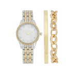 Time and Tru Women's Two Tone Round Watch and Link and Bangle Bracelet Set, 3-Piece EasyOptionXY LLC