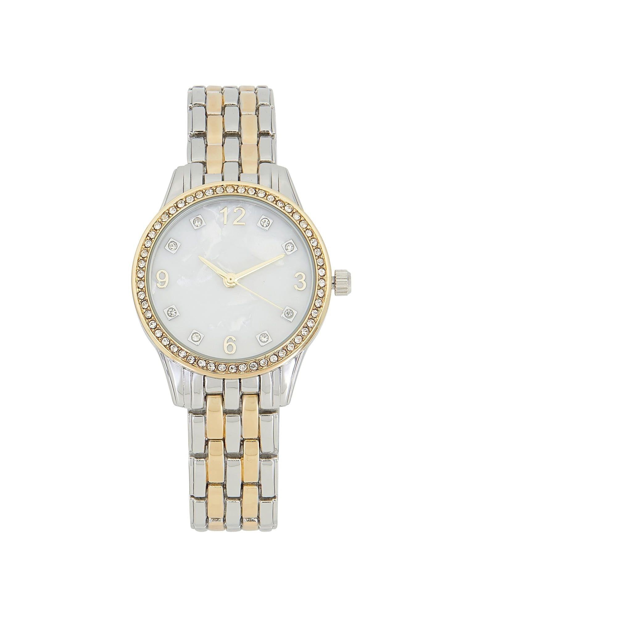 Time and Tru Women's Two Tone Round Watch and Link and Bangle Bracelet Set, 3-Piece EasyOptionXY LLC