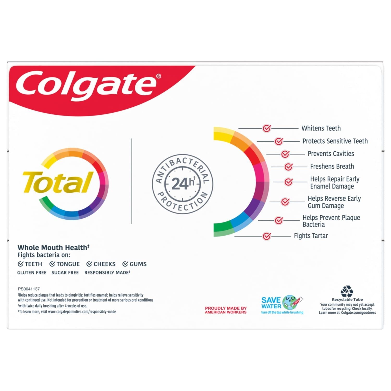 Colgate Total Whitening Toothpaste Gel; Mint; 3 Pack; 5.1 oz Tubes