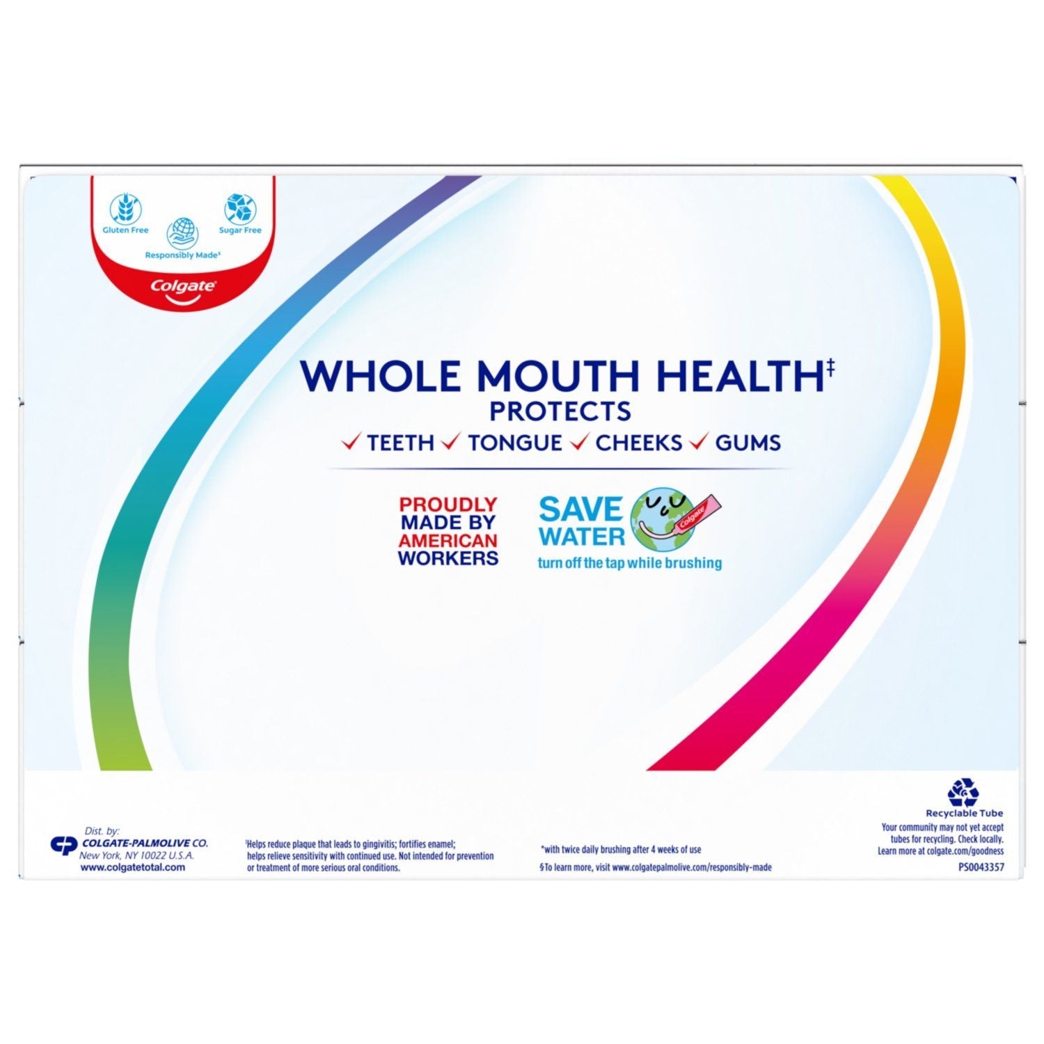 Colgate Total Whitening Toothpaste Gel; Mint; 3 Pack; 5.1 oz Tubes