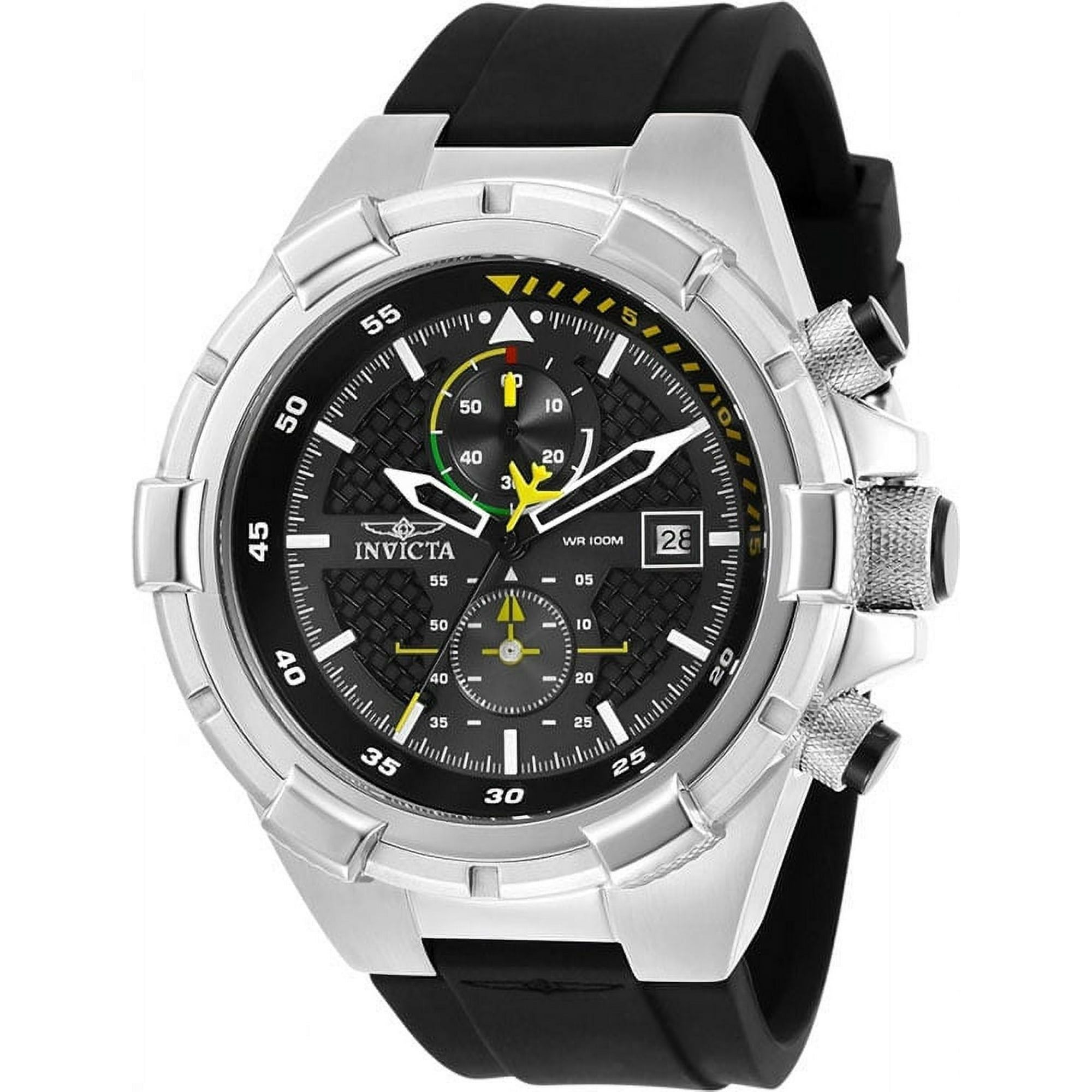 Invicta Men's Aviator Quartz 100m Stainless Steel/Black Silicone Watch 28102 EasyOptionXY LLC