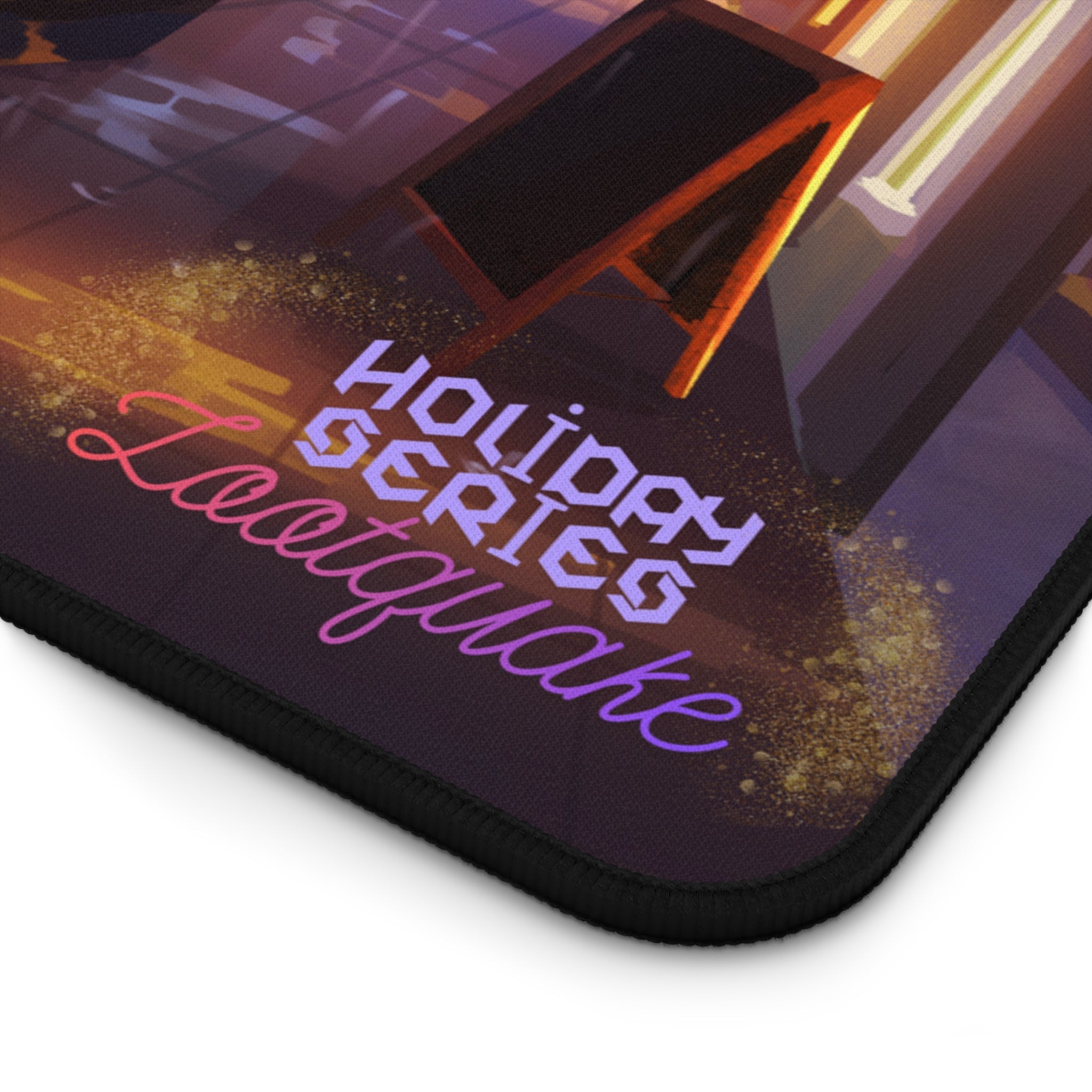 Desk Mat - Mousepad with Cozy Rainy Street Illustrations (Lootquake Holiday Series) Lootquake LLC