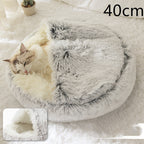 2 In 1 Dog And Cat Bed Pet Winter Bed Round Plush Warm Bed House Soft Long Plush Pets Bed Pi-Mart