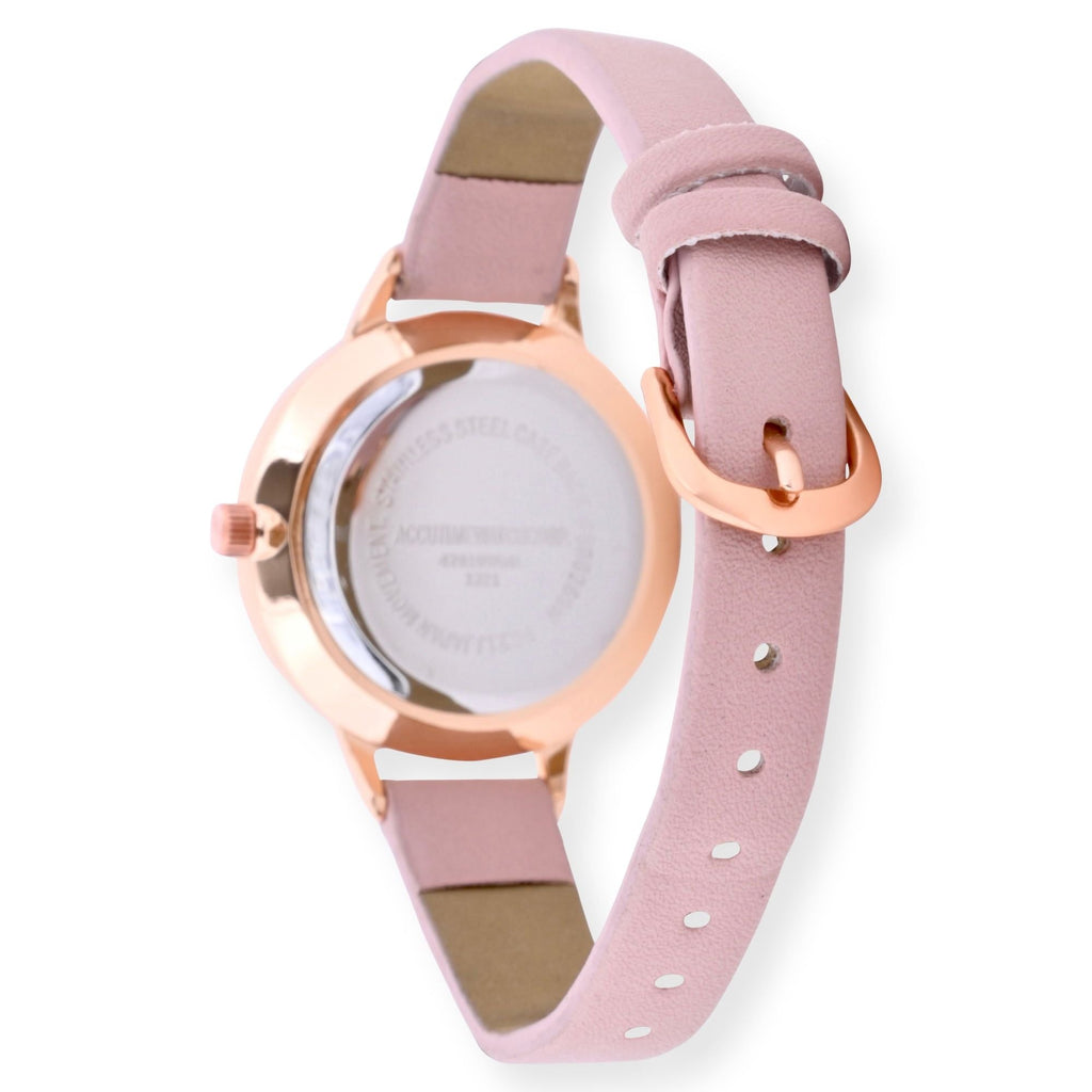 Time and Tru Adult Female Rose Gold Tone Etched Dial Watch (42010WML)