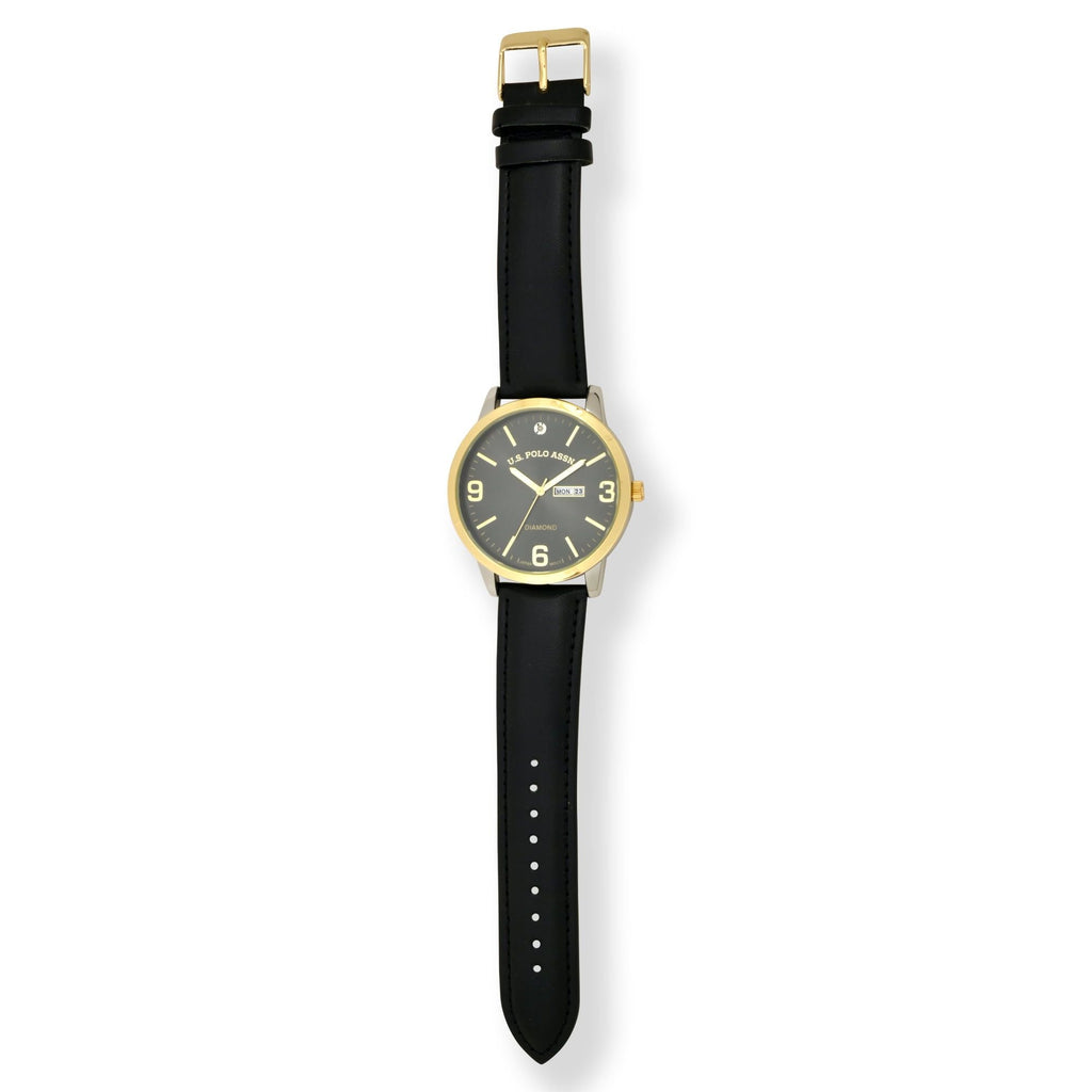U.S. Polo Assn. Adult Male Classic Watch with Gold Bezel (USC50586WM) EasyOptionXY LLC