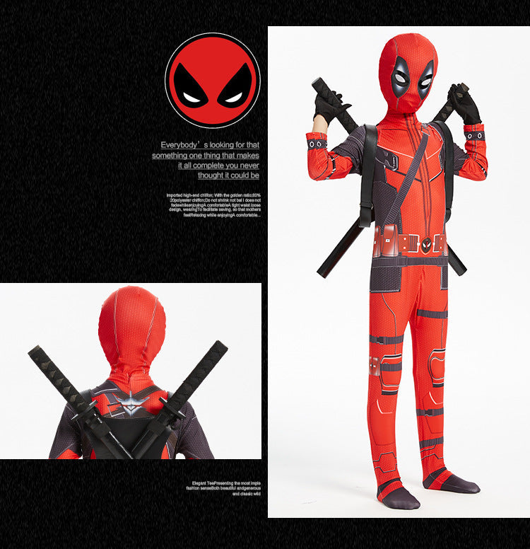 Halloween Costume Deadpool onesie skinny children's clothes adult double knife backpack boys suit costumes boys - SJB-DIAMOND ELITES