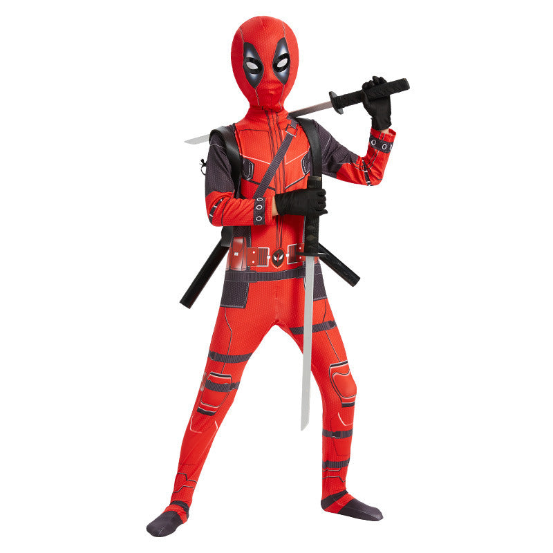 Halloween Costume Deadpool onesie skinny children's clothes adult double knife backpack boys suit costumes boys - SJB-DIAMOND ELITES