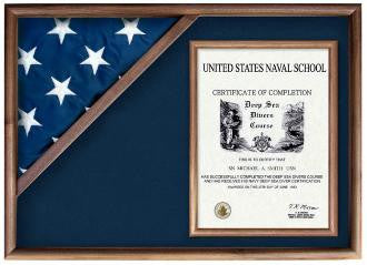 Flag and Military Insignia Display Case solid oak display case or walnut flag display case The Military Gift Store