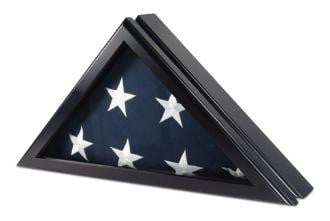Officer Case for 5 X 9.5 Flag In Black Cherry Beveled glass front The Military Gift Store