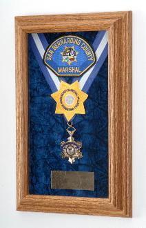 Single Medal Display Case, Wood Awards Display Case - Oak The Military Gift Store
