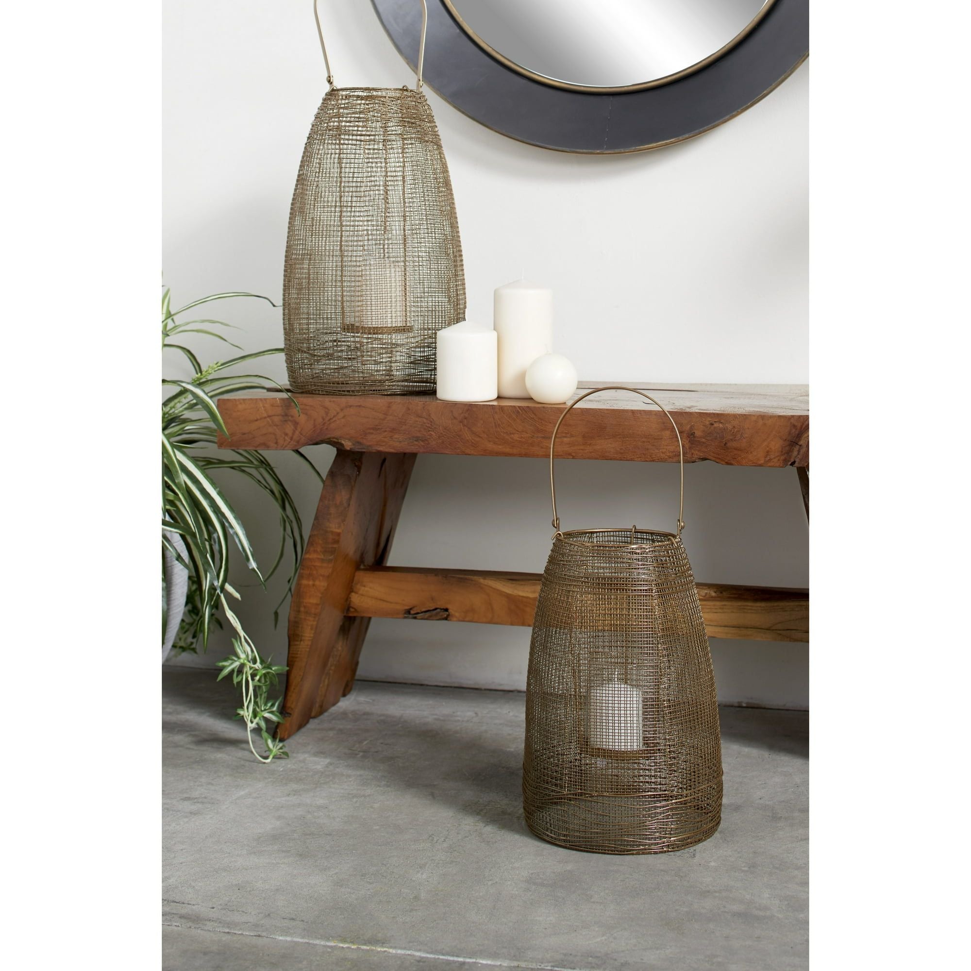 DecMode Gold Metal Decorative Candle Lantern with Handle EasyOptionXY LLC