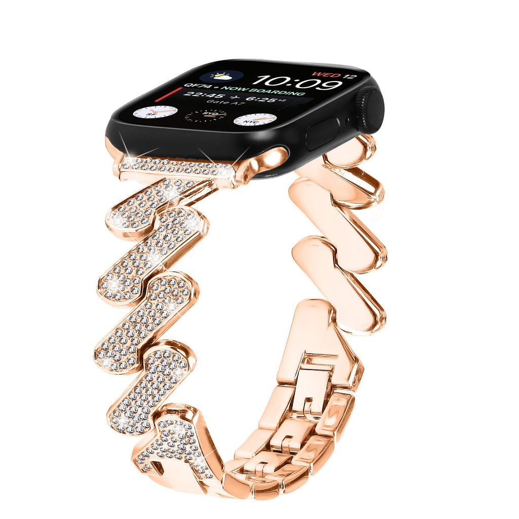 7-word Diamond Alloy Metal Classic Style Watch Band Pi-Mart
