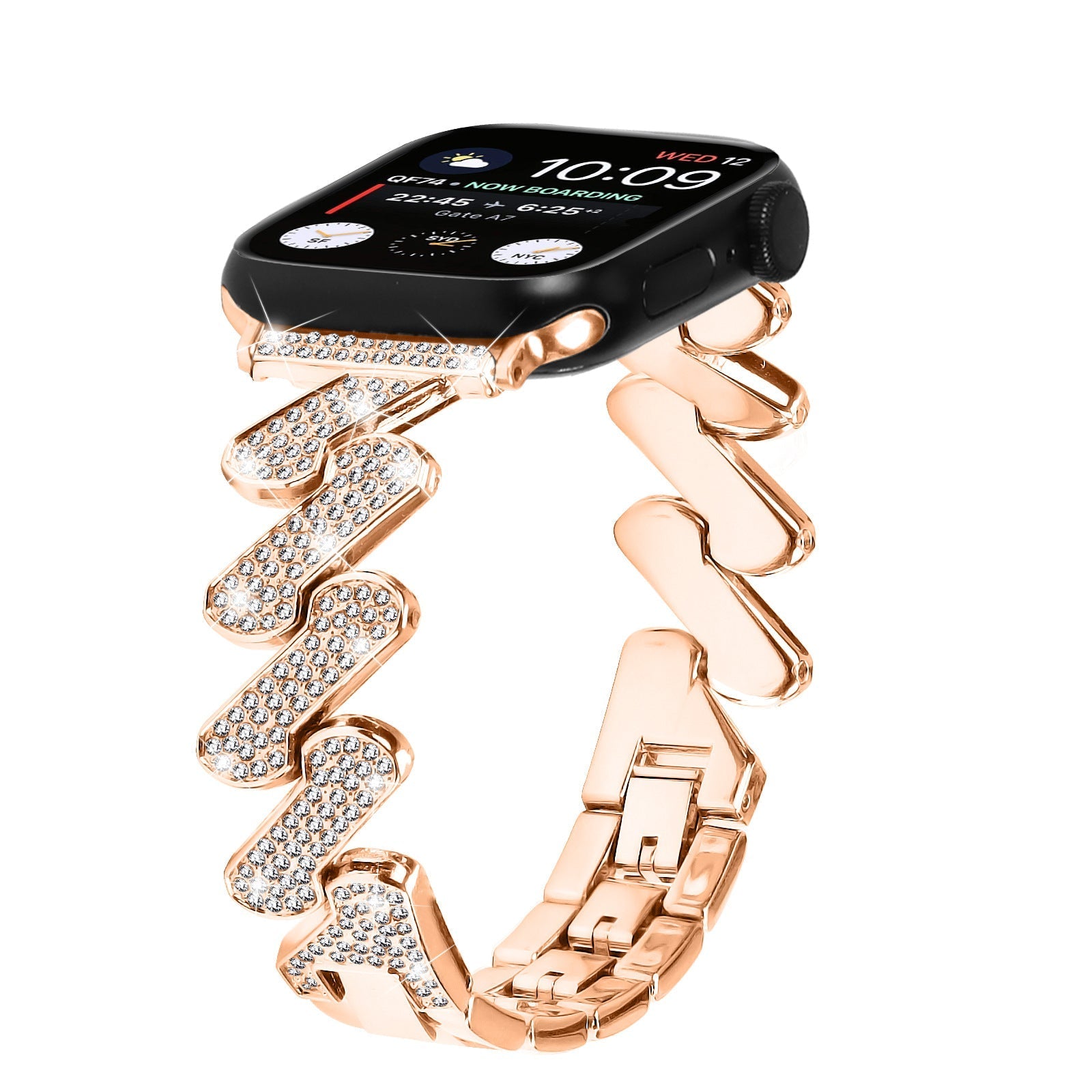 7-word Diamond Alloy Metal Classic Style Watch Band Pi-Mart