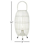 DecMode 9"W, 16"H Metal Modern Candle Lantern, White, 1 - Piece EasyOptionXY LLC