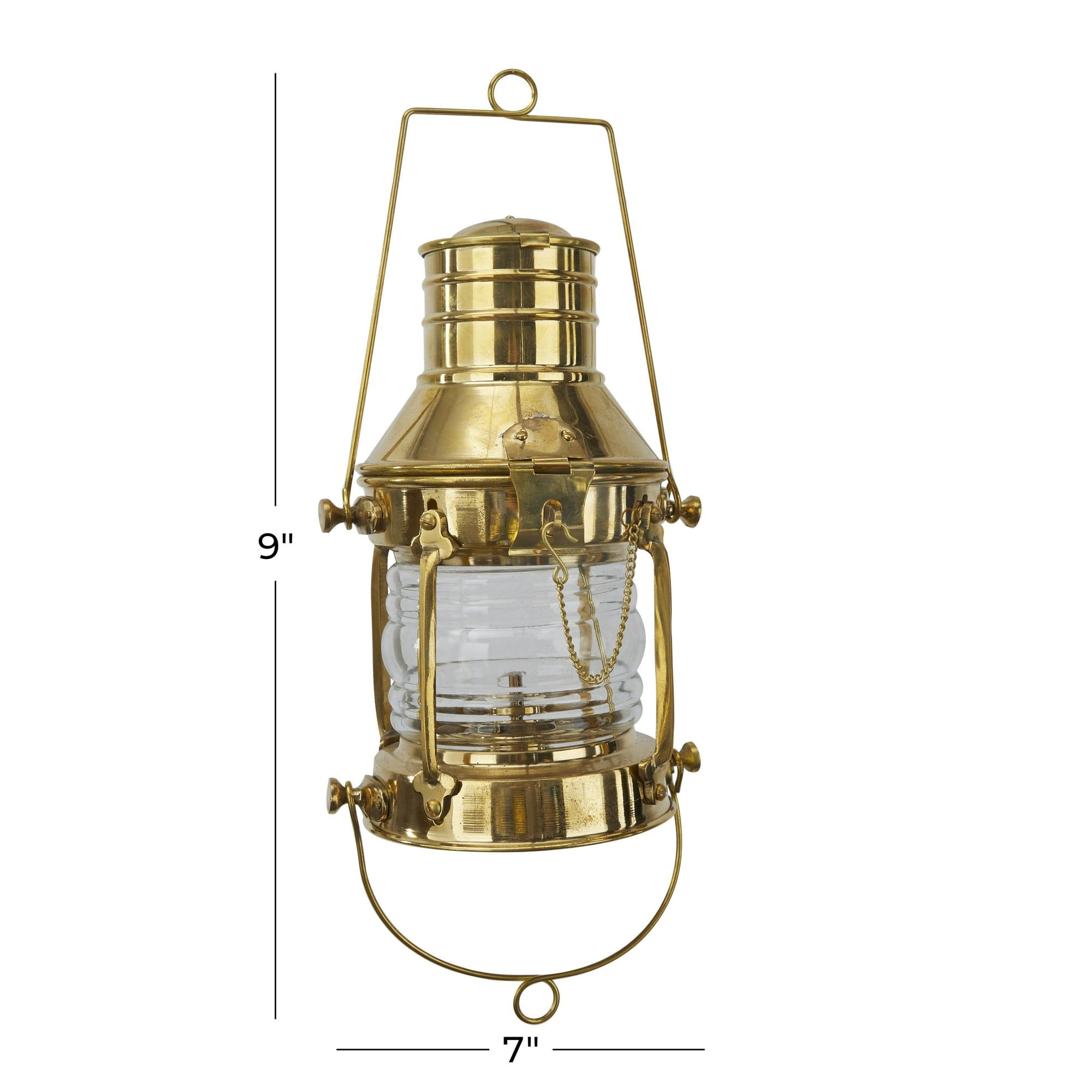 DecMode Gold Brass Decorative Candle Lantern with Handle EasyOptionXY LLC