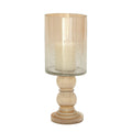 DecMode Gold Glass Handmade Turned Style Pillar Hurricane Lamp with Faux Mercury Glass Finish