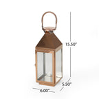 Noble House Eugene Kestrel 16" Modern Stainless Steel Lantern, Rose Gold EasyOptionXY LLC