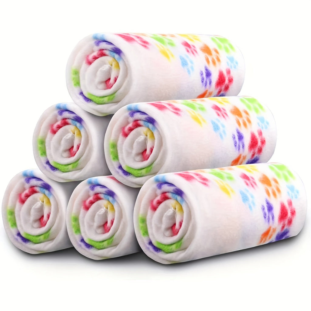 6-Pack of Warm Paw Print Dog Blanket Bed Covers to Keep Your Furry Pets Cozy! Lootquake LLC