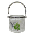 4" Deer Pine and Snowflakes Hand Painted Flameless Glass Candle Lantern EasyOptionXY LLC