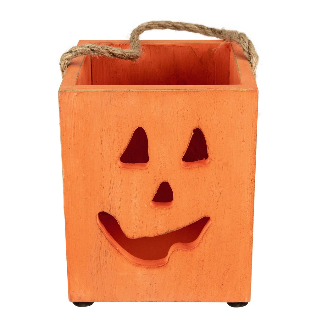 Northlight 6.25" Small Orange Wood Jack O Lantern Halloween Candle Lantern EasyOptionXY LLC
