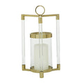 The Novogratz Gold Stainless Steel Decorative Candle Lantern with Acrylic Accents