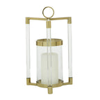 The Novogratz Gold Stainless Steel Decorative Candle Lantern with Acrylic Accents