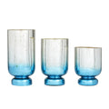 DecMode 3-Slot Silver Glass Pillar Hurricane Lamp with Ombre Effect, Set of 3