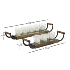 DecMode 8 Holder Brown Wood Tealight Candelabra, Set of 2 EasyOptionXY LLC