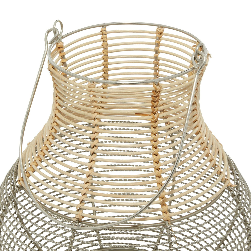 DecMode 11"W, 12"H Metal Contemporary Candle Lantern, Silver, 1 - Piece EasyOptionXY LLC