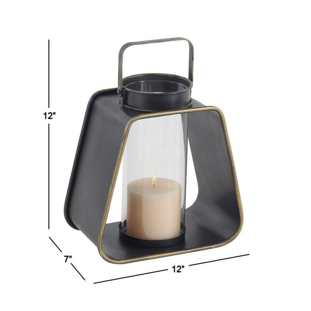 Decmode Modern 12 X 12 Inch Black Metal And Glass Candle Lantern EasyOptionXY LLC