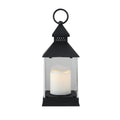 9.5" Black Candle Lantern with Flameless LED Candle Tabletop Decor