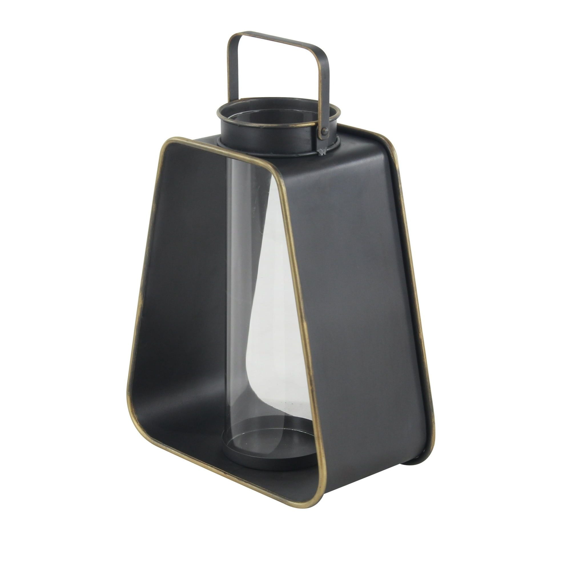 Decmode Modern 16 X 13 Inch Black Metal And Glass Candle Lantern EasyOptionXY LLC