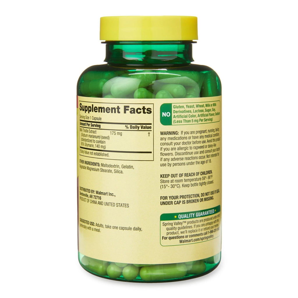 Spring Valley Standardized Extract Milk Thistle Supplement; 175 mg; 180 Count EasyOptionXY LLC