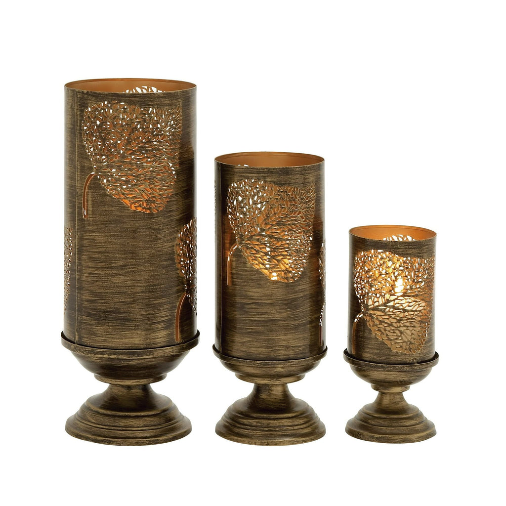 DecMode 9", 13", 16"H Eclectic Lantern, Brown, 3 - Pieces EasyOptionXY LLC