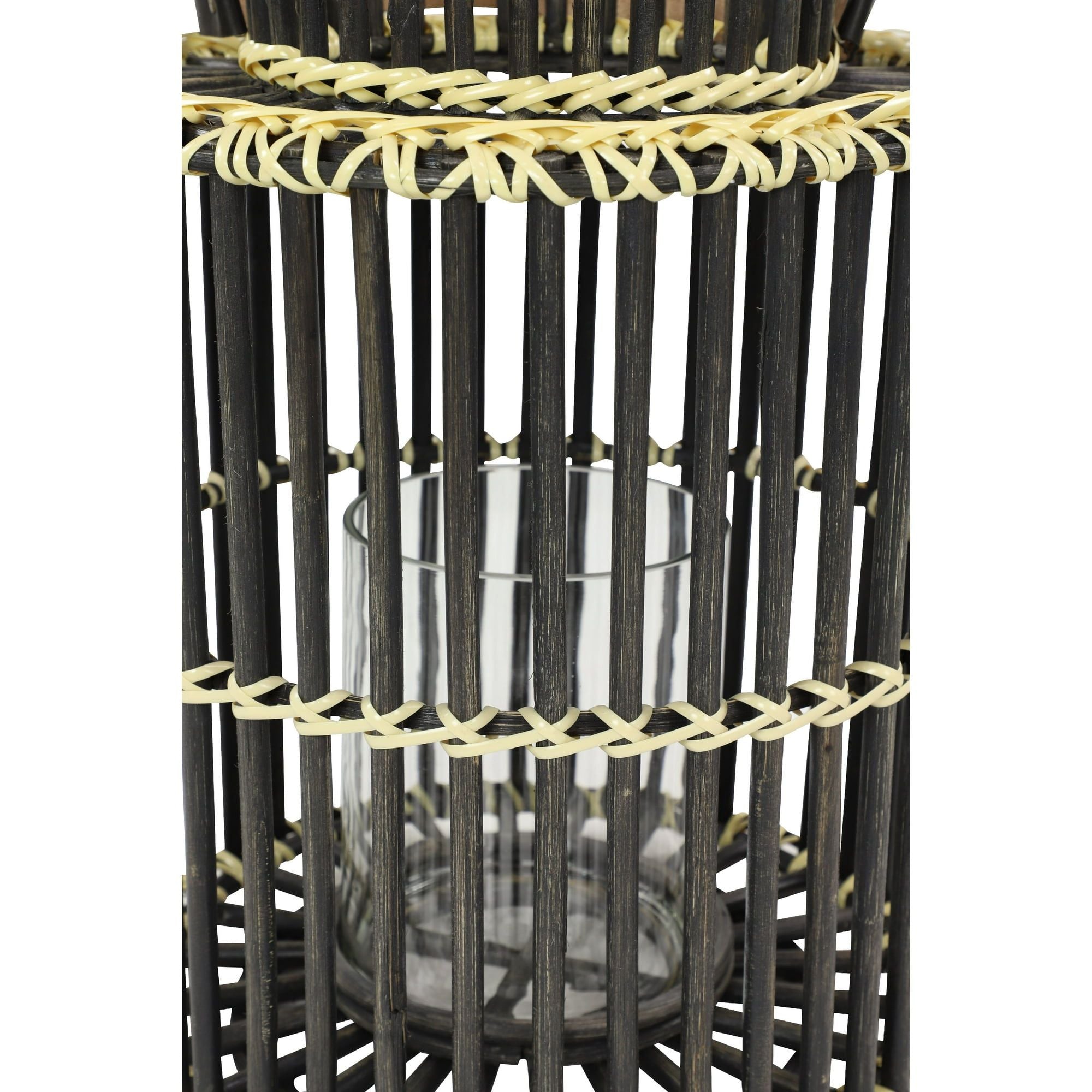 Decmode - 14' x 18' Large Cylindrical Black Rattan Rustic Lantern, Birdcage Shape EasyOptionXY LLC
